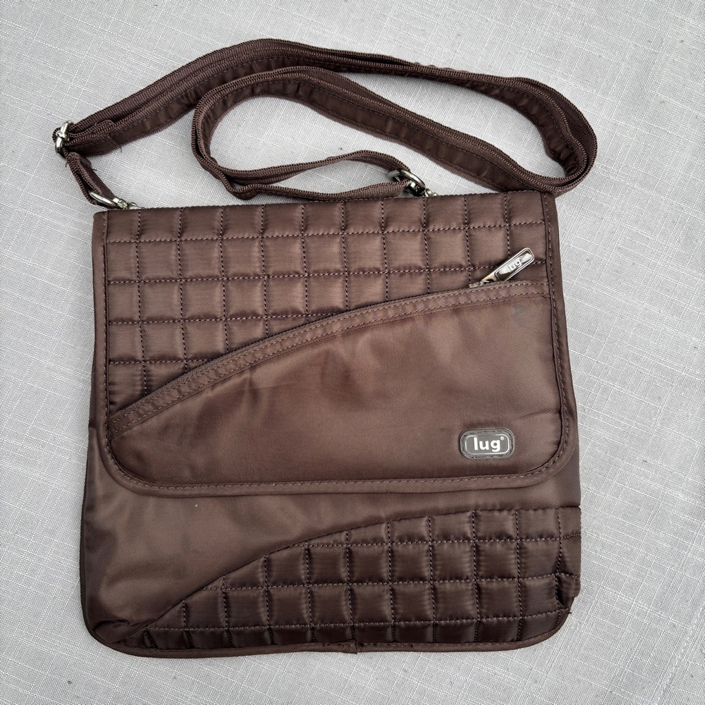 Lug Somersault Brown Quilted Convertible Crossbody Bag / Waist Pack Multi Pocket